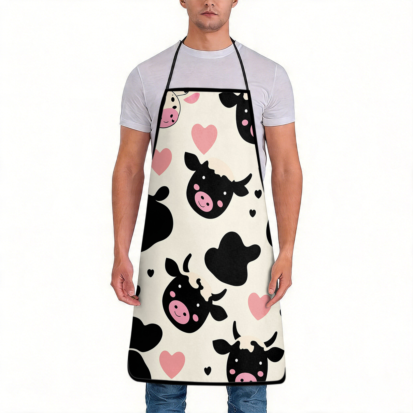 Mom'S Home Cooking - Cow Print MOM Letter Apron, Stylish