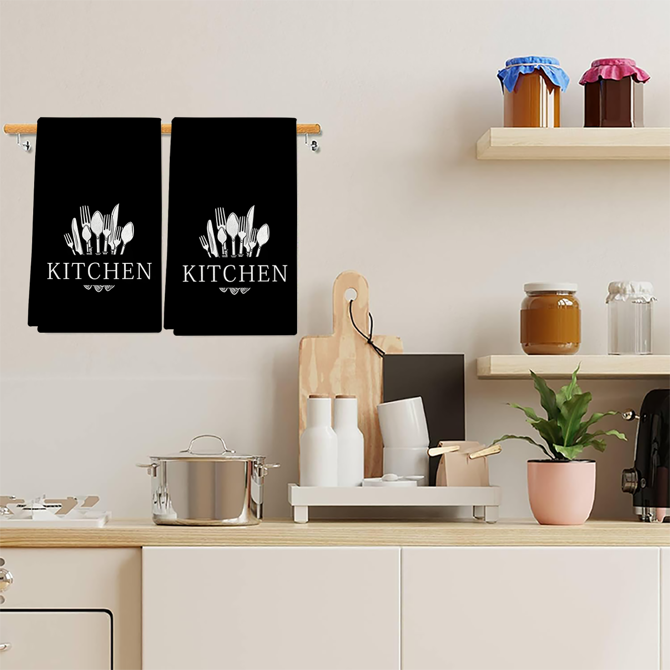 2Pcs, Black Lettered Kitchen T - Mom'S Home Cooking incelemesi ve fiyatı