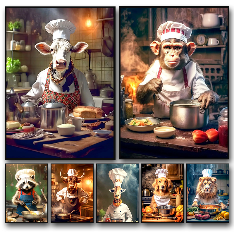 Modern Animal Chef Poster Monk - Home Cooking Kitchen incelemesi ve fiyatı